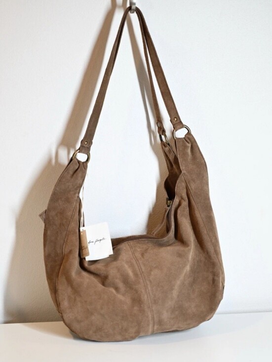 Free People Handbags - Free People Roma Boho Shourder Suede Leather Bag.  Chocolate Color
